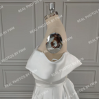 Real Photos High Quality Off Shoulder High Side Slit Satin A-line Wedding Dress for Women Bride Gowns Vestido De Novia