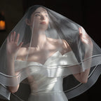 Hot Sell Latest Two Layers Ribbon Edge Tulle Wedding Bridal Veil for Women Lace Wedding Veil