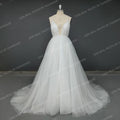 Real Photos Simple Beading Spaghetti Straps Lace Wedding Dress Boho Tulle A-Line Backless V-Neck Bridal Gown for Women