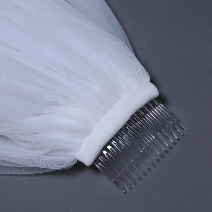 3.8*3  Meter White One Layer Lace Long Bridal Veil Comb