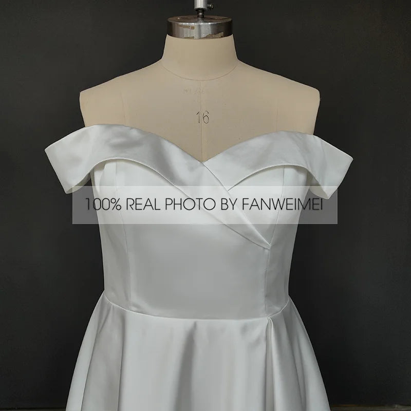 15229# Real Photos Simple Soft Satin A-line Split Front Wedding Dress for Engagement Bridal Gown Evening Dress Wedding Dress