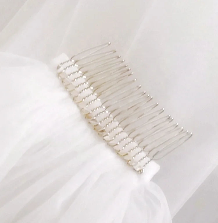 Beautiful Bridal White Veil Hairwear Wedding Accessories With Metal Comb Wedding Veil