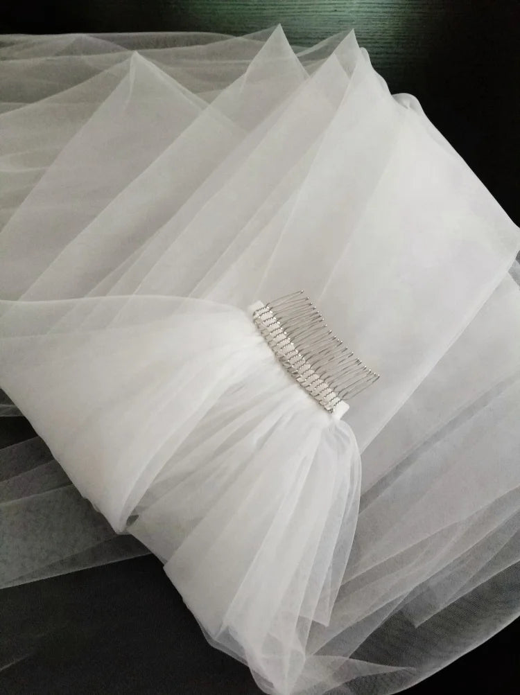 Beautiful Bridal White Veil Hairwear Wedding Accessories With Metal Comb Wedding Veil