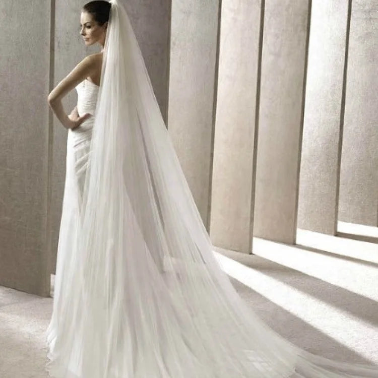 Fashion Wedding Two Layer Tulle Cathedral Cheap Bridal Veil Wedding Trim Supplier wedding veil for bride