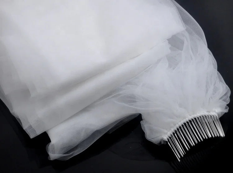 Fashion Wedding Two Layer Tulle Cathedral Cheap Bridal Veil Wedding Trim Supplier wedding veil for bride