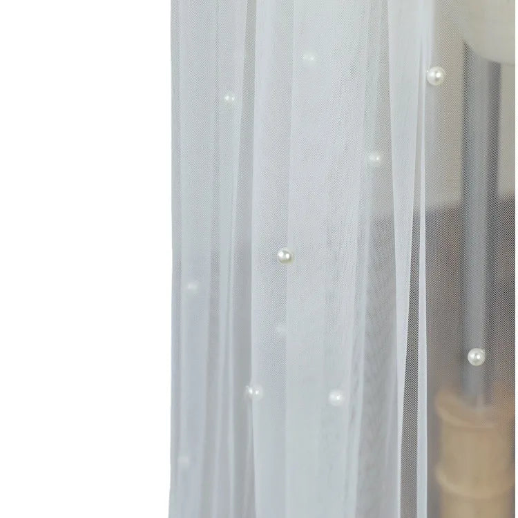 Real Photos Vintage One Layer Pearls Tulle 2M Bridal Veil Wedding Accessories Wedding Veils