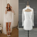 12526#  Real Photos Simple Beach Sheath Polka Dots Lace Illusion Wedding Dress for Engagement Bridal Gown Mini Evening Dress