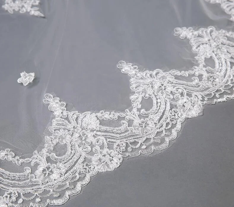 White Tulle Lace Factory Price 3 Meter Wedding Veil Bride Weil Long Luxury Veil