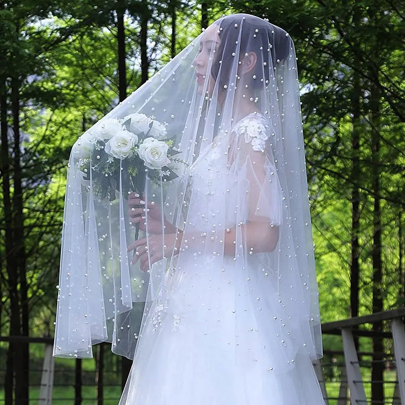 #V129 Wedding Bridal Pearl Veil