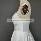 Real Photos Gorgeous Strapless Sleeveless A-Line Simple Sweep Train Satin Wedding Dress Side Slit Bridal Gown for Women