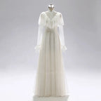 #3006  Real Photos Victorian Vintage Simple Long Sleeve Ankle Length Elegant Outdoor Photography Bridal Gowns Wedding Dress
