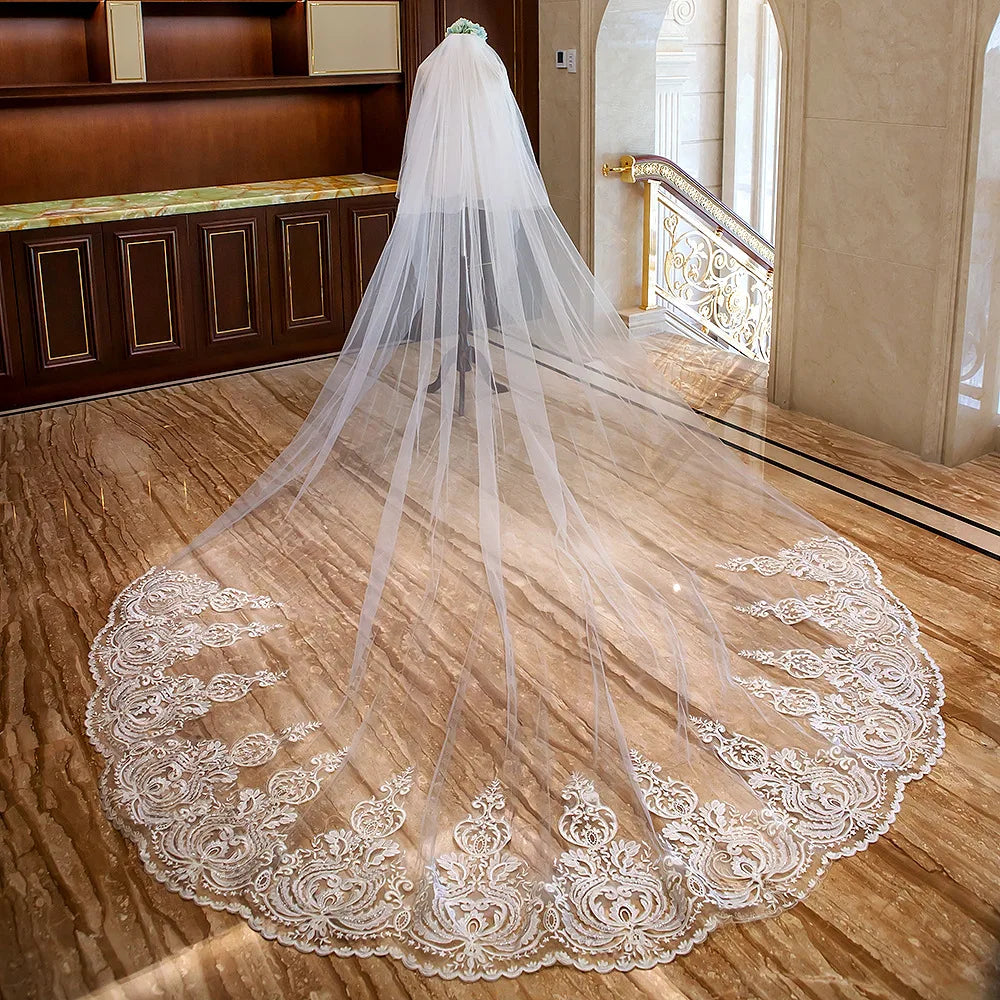 New Arrivals Appliques Lace Veil New Bride Wedding Dress Accessories 3 Meters Long Trailing Soft Veil