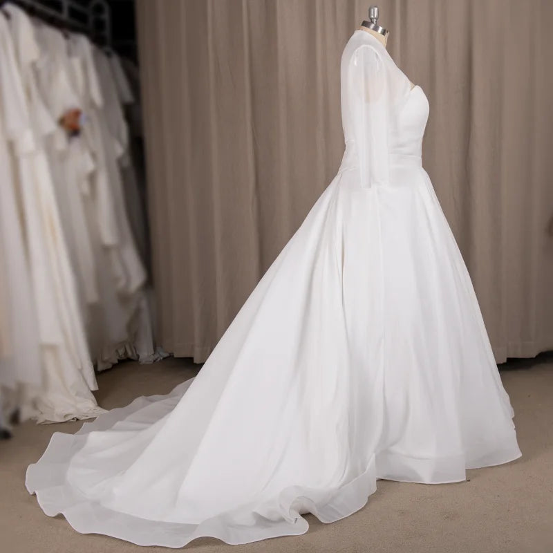 9191# Elegant Sweep Train  Real Photos  Sample  Two Pieces Sweetheart A-Line Chiffon Pleating Wedding Dress Bride Gown