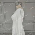 100%  Real Photos Simple Long Sleeves Boat Neck A-line Chiffon Wedding Dress Low Back Bride Gown for Women Vestido De Novia