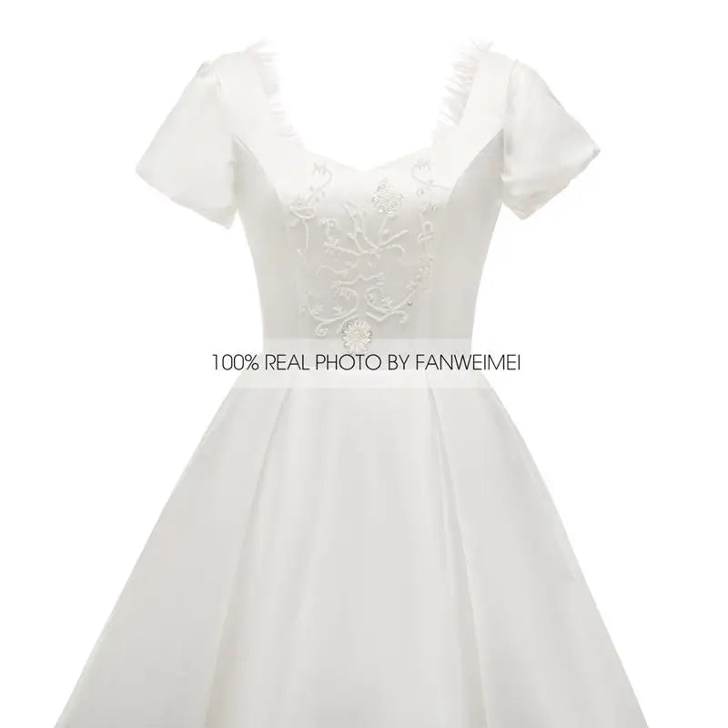 FANWEIMEI#3090 Vintage Beading Princess Satin Simple Bridal Gown Ball Gown Women Wedding Pary Dress Factory Price REAL PHOTO