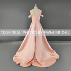 15331# Real Photos Simple Off Shoulder Satin A-line Engagement Wedding Gown Birthday Party Dress Women Prom Evening Dresses