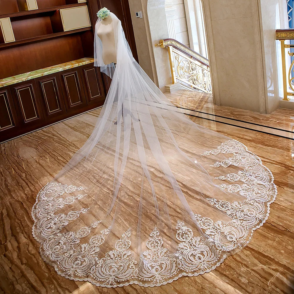New Arrivals Appliques Lace Veil New Bride Wedding Dress Accessories 3 Meters Long Trailing Soft Veil