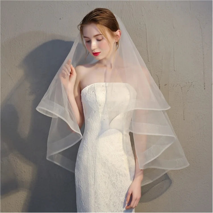 Ruffles Short Bridal Wedding Veil Wholesale Accessories Cheap Bridal Veil for Wedding