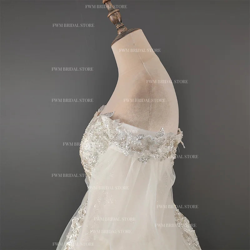 4300# Real Photos Off-Shoulder Elegant Sweetheart 3/4 Long Sleeve Lace Bridal Gowns Plus Size Wedding Gown Wedding Dress
