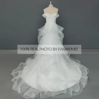 10295#Real Photos Off-Shoulder Sweetheart Corset Back Mermaid Tulle Ruffle Detachable Train  Wedding Dress Wedding Bridal Gown
