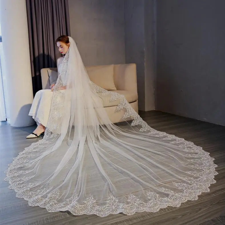 3*3 Tulle Lace White Wholesale Cheap Wedding Veil Ivory Veil Bride