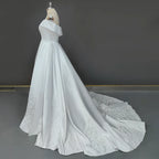 11530#Real Photos Ivory Strapless A-Line Off-Shoulder Open Back V-Neck Satin Lace Wedding Dress Wedding Gown Bridal Gown