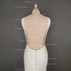10090#Real Photos Simple Sweep Train V-Neck Spaghetti Straps Wedding Dress for Plus Size Women Bridal Gown Evening Dresses