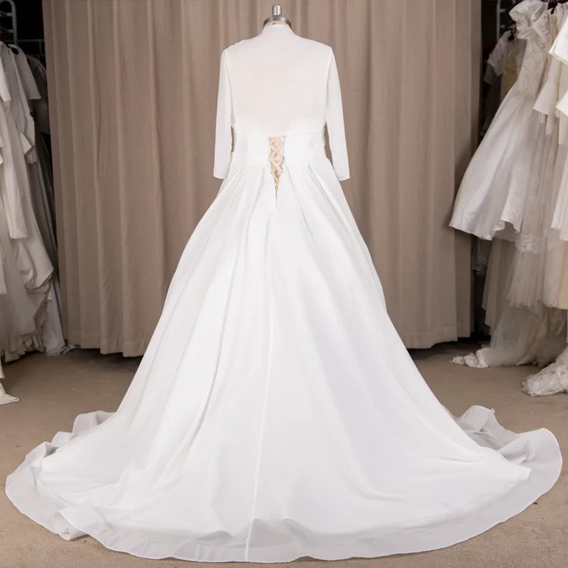 9191# Elegant Sweep Train  Real Photos  Sample  Two Pieces Sweetheart A-Line Chiffon Pleating Wedding Dress Bride Gown