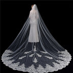 Hot Sell Latest Long Wedding Bridal Veil for Women Lace Royal Train Wedding Veil With Appliques Lace 2024