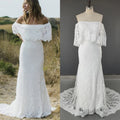 10560# Real Photos Simple Bohemia Low Back  Appliques Lace Sheath Wedding Dress Bridal Gown Party Evening Dress for Women