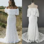 10560# Real Photos Simple Bohemia Low Back  Appliques Lace Sheath Wedding Dress Bridal Gown Party Evening Dress for Women