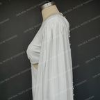 Real Photos Simple V-neck Backless Pearls Puffy Sleeves With Tassel Wedding Dress Sweep Train Mermaid Bridal Gown for Women