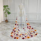 V425 Real Photos High Quality One Layer Embroidered Flowers Lace Bridal Veil 200CM Wedding Veil Accessories for Wedding