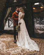 8756 # Real Photos Custom Sweep Train Appliques Lace V-neck Wedding Dress Bridal Gown Engagement Party Evening Dresses