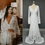 15320# Real Photos Bohemia Appliques Lace Mermaid Sweep Train Wedding Dress Bridal Gown With Tassel Evening Dresses for Women
