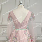 Real Photos High Quality Long Sleeves Sequined Embroidery Flowers Lace Evening Dress for Women Engagement Party Gown