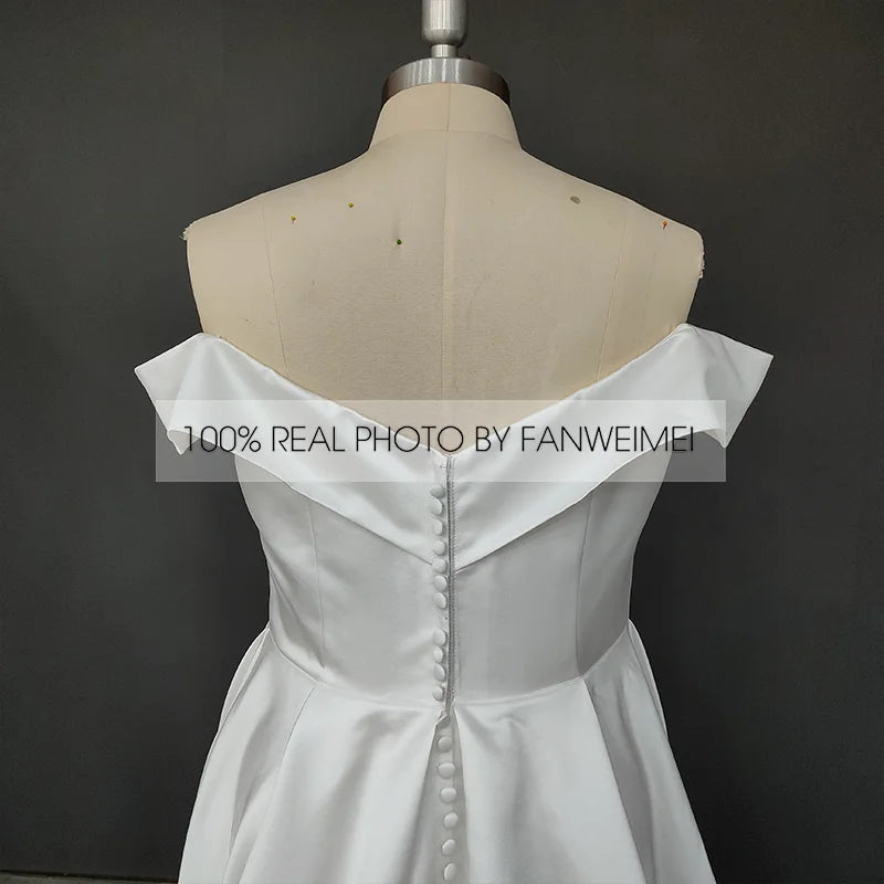 15229# Real Photos Simple Soft Satin A-line Split Front Wedding Dress for Engagement Bridal Gown Evening Dress Wedding Dress