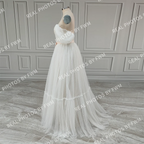Real Photos Boho Off Shoulder Pleat Dots Lace Wedding Dress Low Back Tulle A-line Bride Gown for Women Elegant Bridal Dress