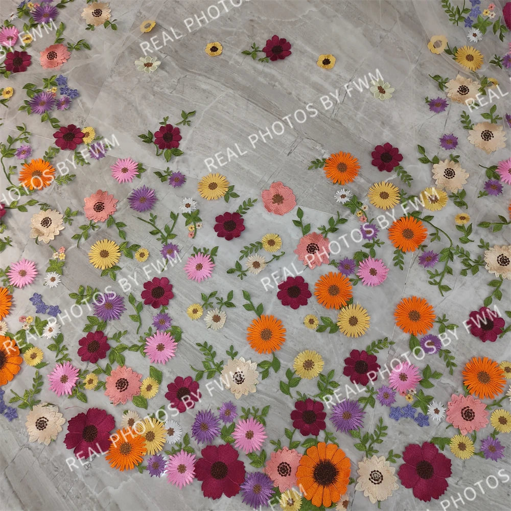 Real Photos High Quality One Layer Embroidered Flowers Lace Bridal Veil 200cm Wedding Veil Accessories for Wedding