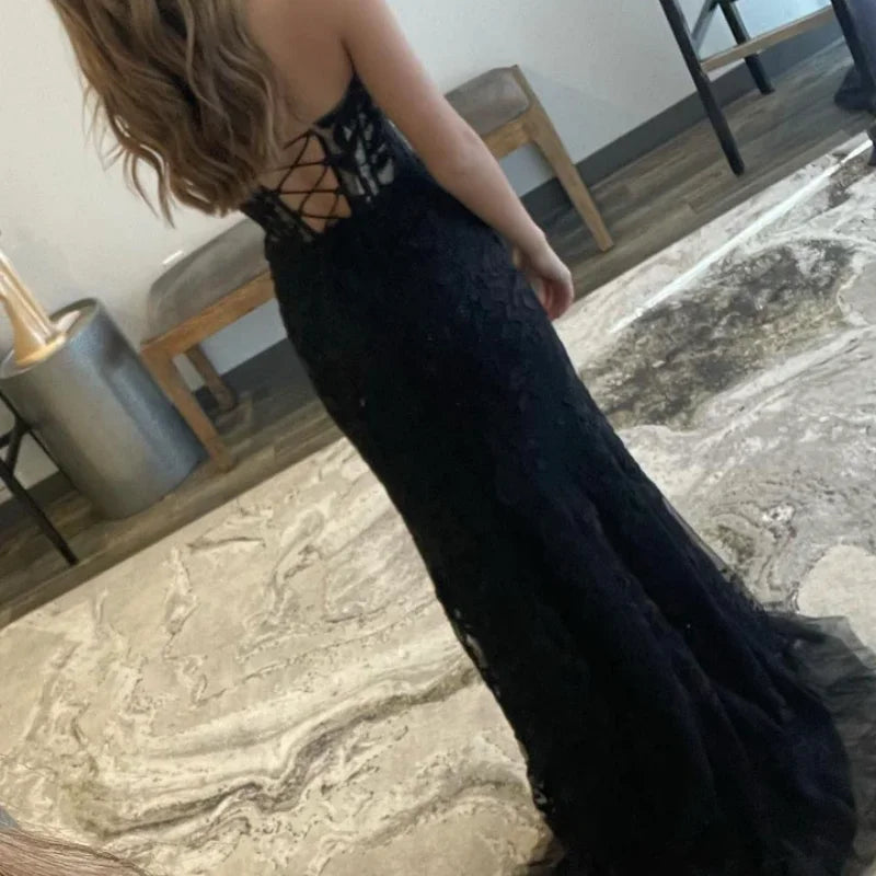 15305# Real Photo Black Sweep Train Lace Beading Strapless Wedding Bridal Gown Birthday Party Dress for Women Prom Evening Dress