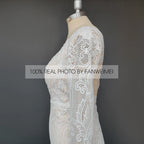 Real Photos Boho V-Neck Long Sleeve Mermaid Appliques Lace Wedding Dress Woman Backless Sweep Train Bridal Gown for Wedding
