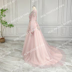 Real Photos High Quality Long Sleeves Sequined Embroidery Flowers Lace Evening Dress for Women Engagement Party Gown