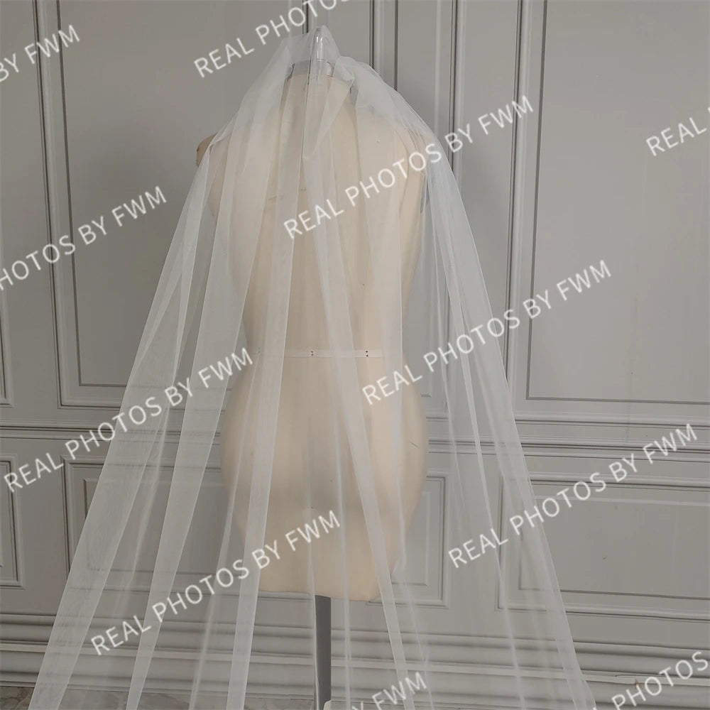 Real Photos High Quality One Layer Pink Appliques Flowers Lace Bridal Veil 220CM Long Wedding Veil Accessories for Wedding