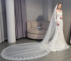 One Layer 3.5 *3 Meters Long Cheap Lace Long Bridal Soft Tulle Lace Veil Wedding Veil  Bridal Veil Wedding Accessories