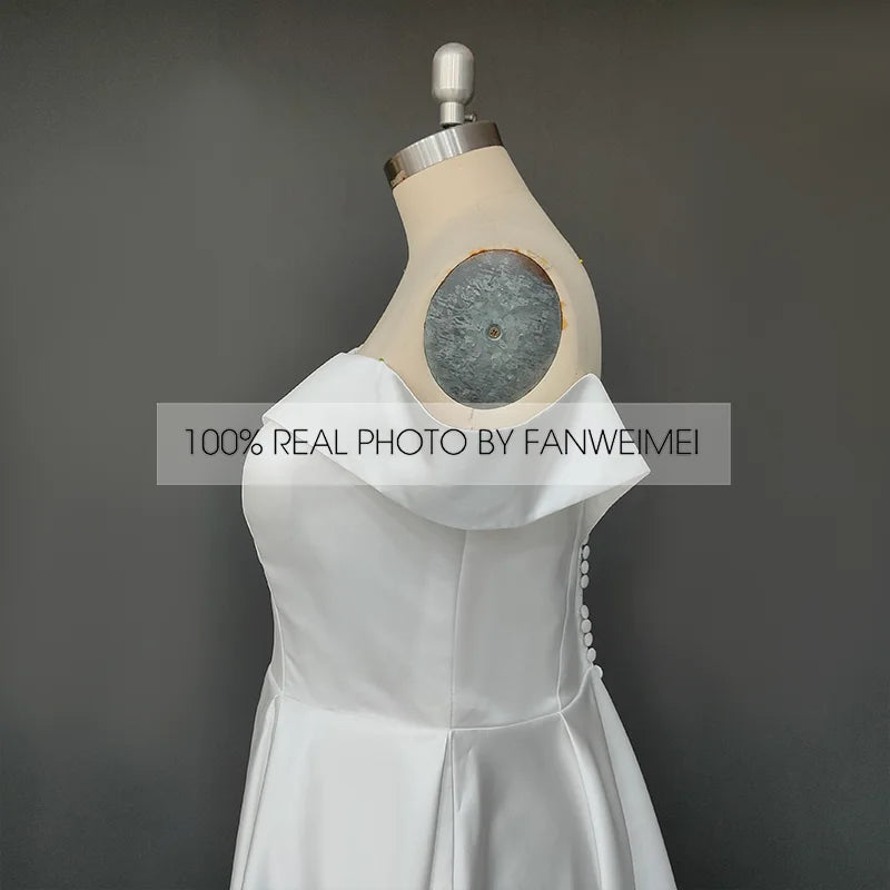 15229# Real Photos Simple Soft Satin A-line Split Front Wedding Dress for Engagement Bridal Gown Evening Dress Wedding Dress