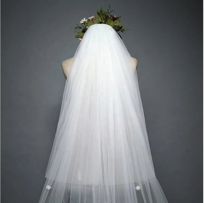 White Tulle Lace Factory Price 3 Meter Wedding Veil Bride Weil Long Luxury Veil