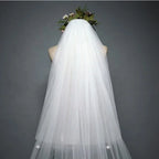 Two Layers Appliqued Wholesale Bridal Wedding Veil Accessories Cheap Bridal Veil