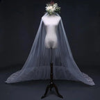 3.8*3  Meter White One Layer Lace Long Bridal Veil Comb