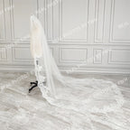 V412  Real Photos High Quality One Layer Appliques Lace Bridal Veil 200CM Wedding Veil Accessories for Wedding