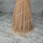 #3113 REAL PHOTOS O-Neck Elegant Champagne Sleeveless Puffy A-Line Bride Gown Wedding Dress for Women Evening Dress Party Dress